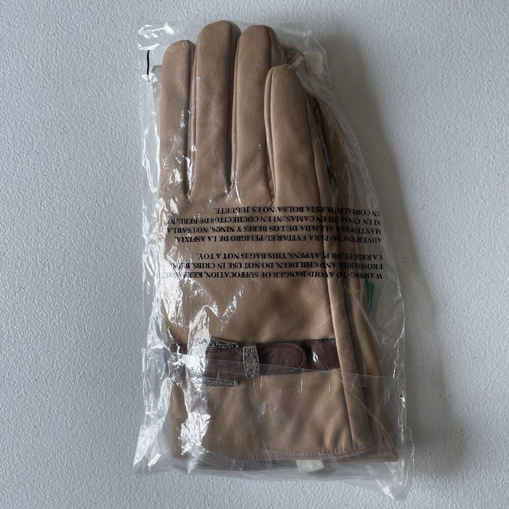 Pioneer Woman Woven Faux Leather Glove Mittens with Buckle Tan Brown Size S/M